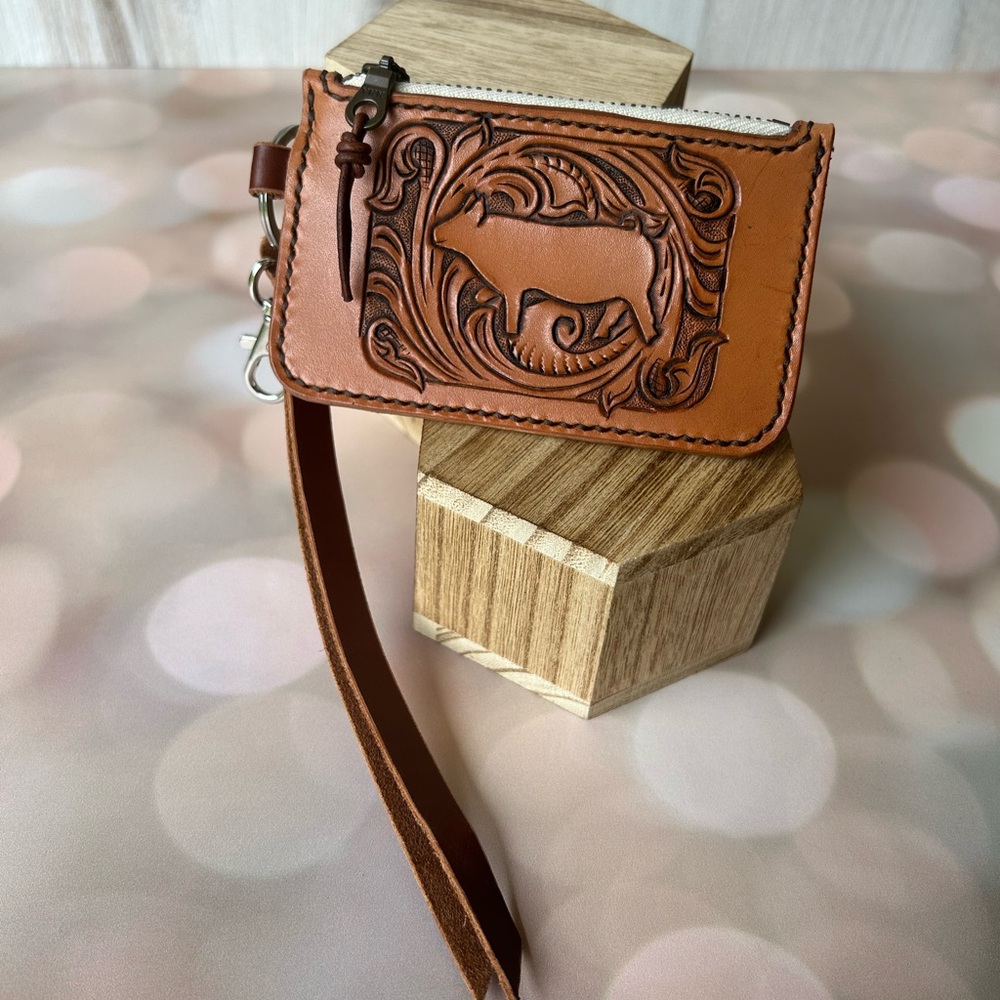 Tooled Leather Card Wallet